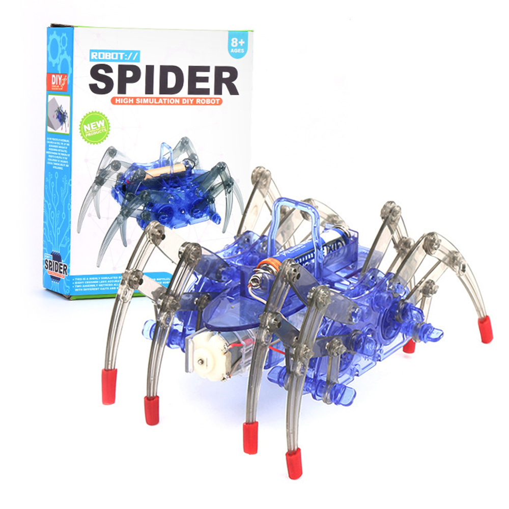 Science Diy Model - Elektrischer bionischer Spinnenroboter-Bausatz, zweimodiges mechanisches Gehmodell,